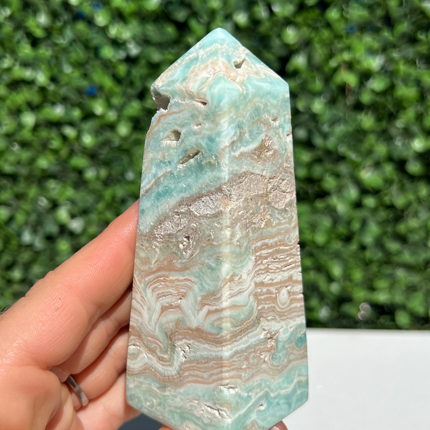 Blue Aragonite Obelisk