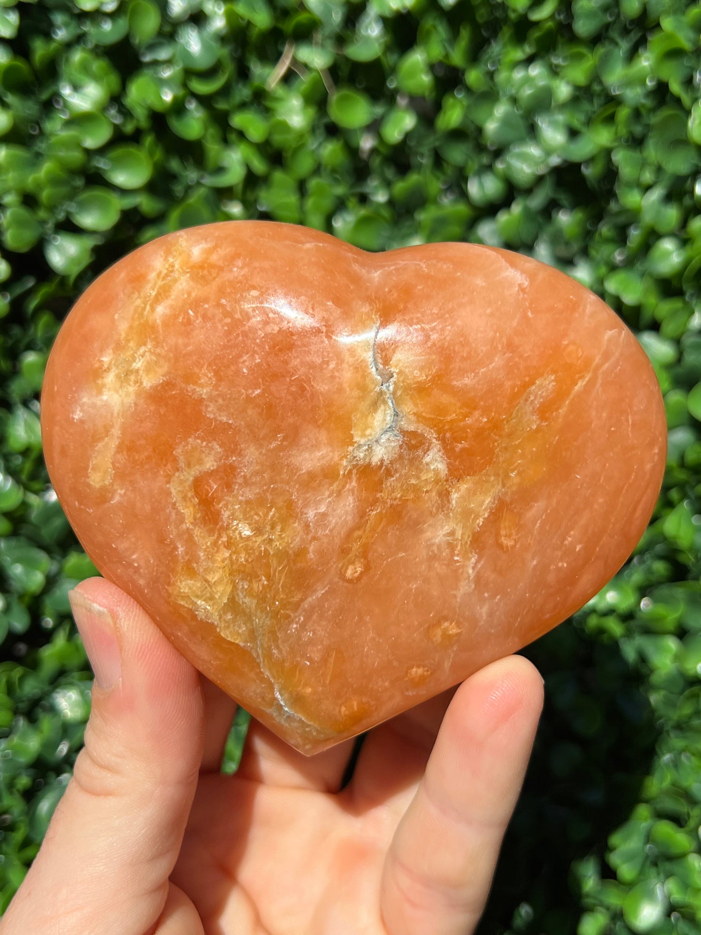 Tangerine Calcite Heart