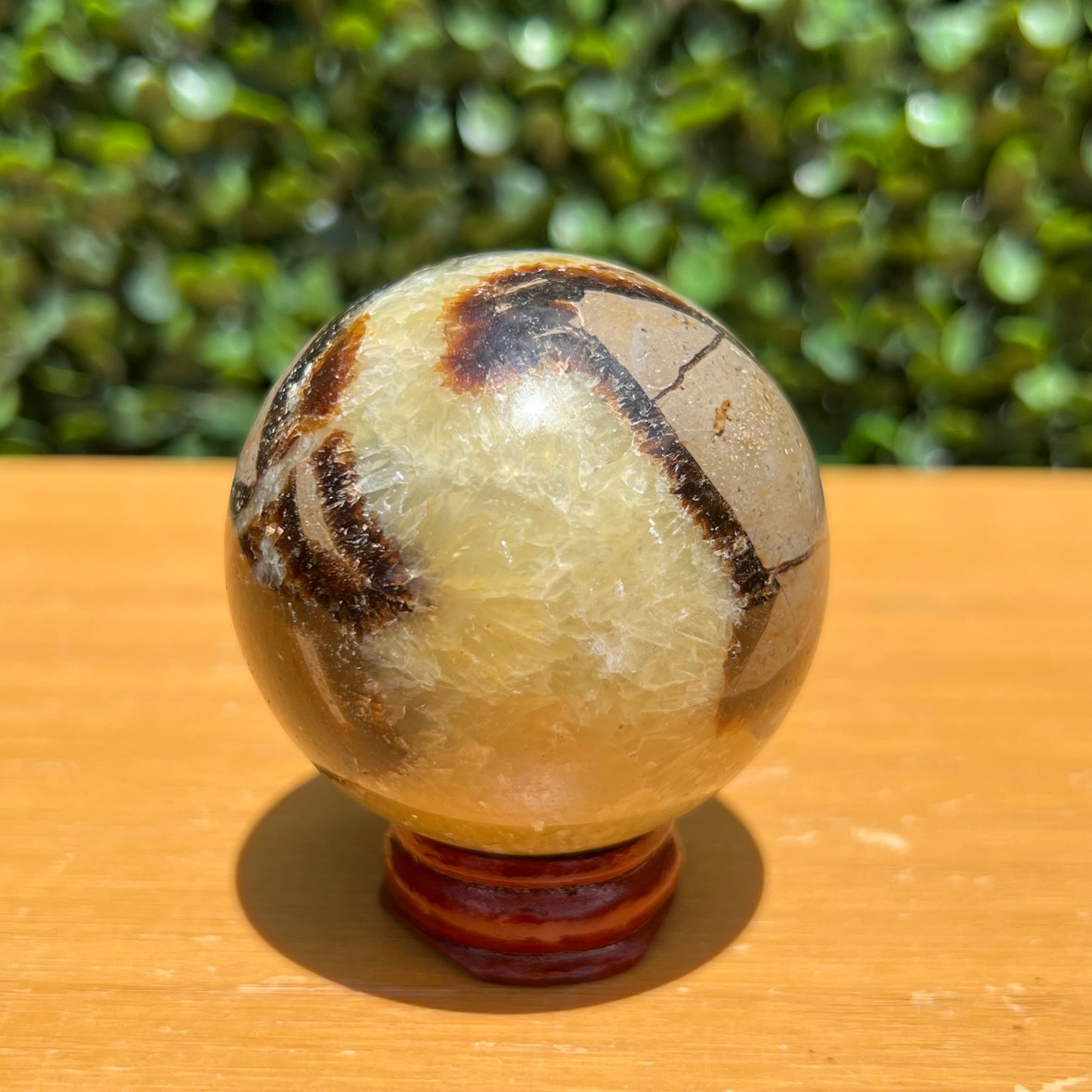 Septarian Yellow Calcite Sphere