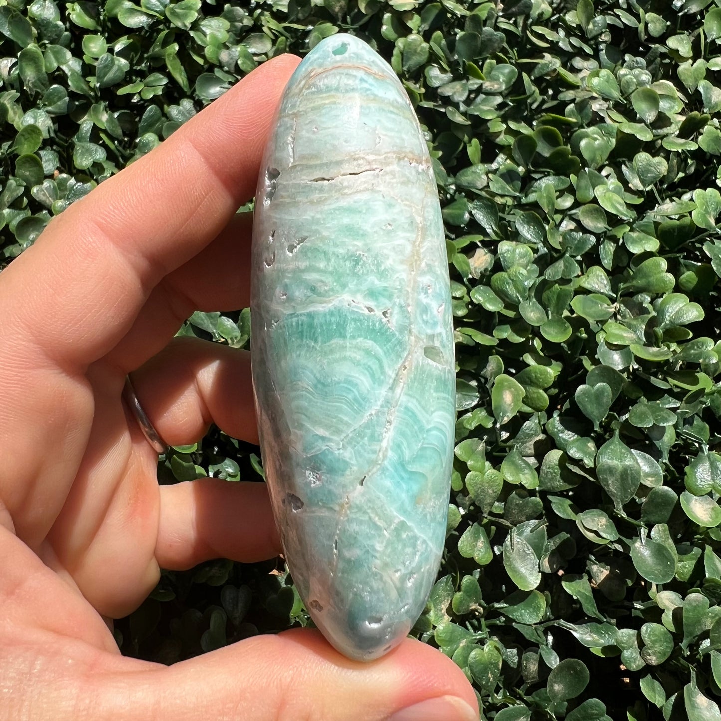 Blue Aragonite Palm Stone