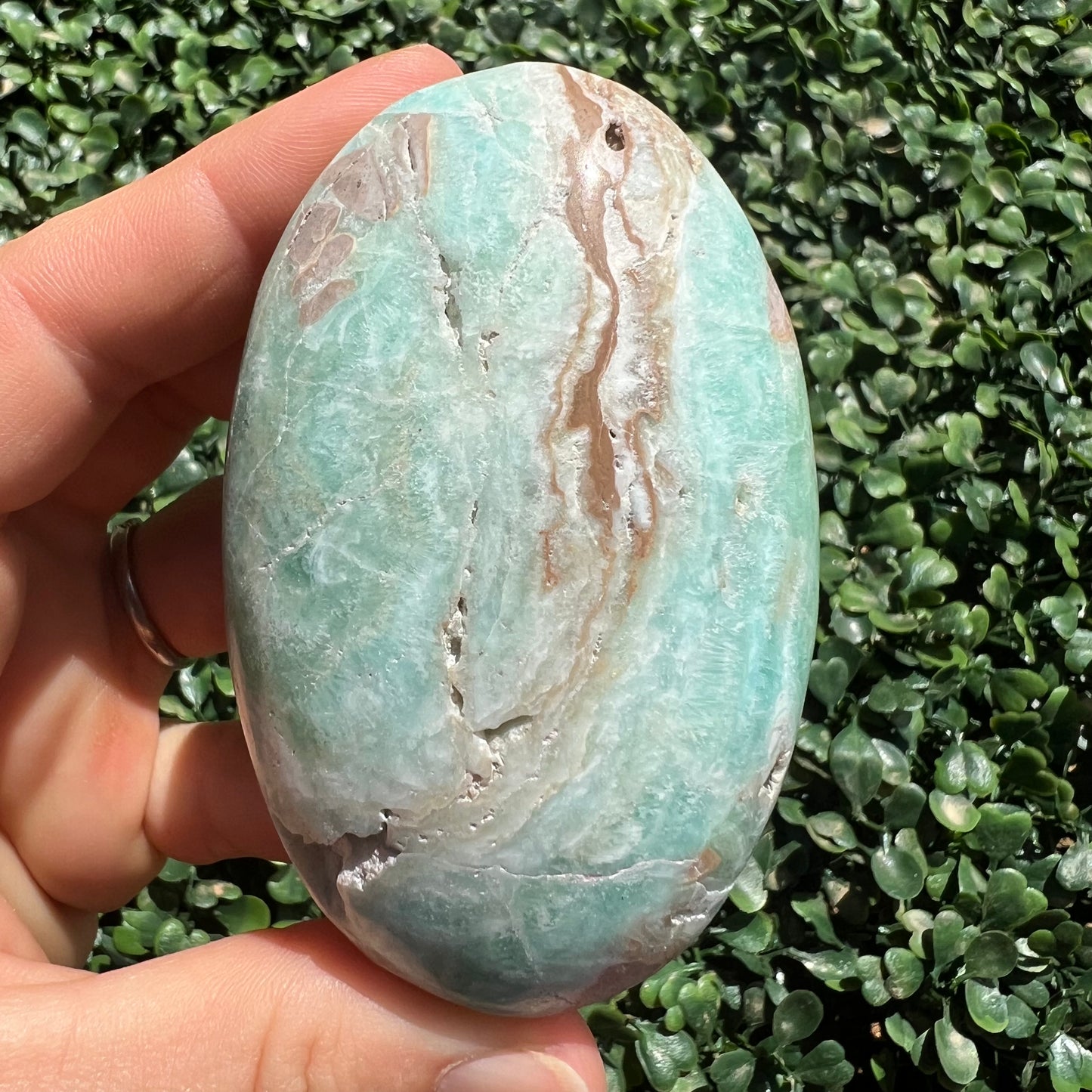 Blue Aragonite Palm Stone