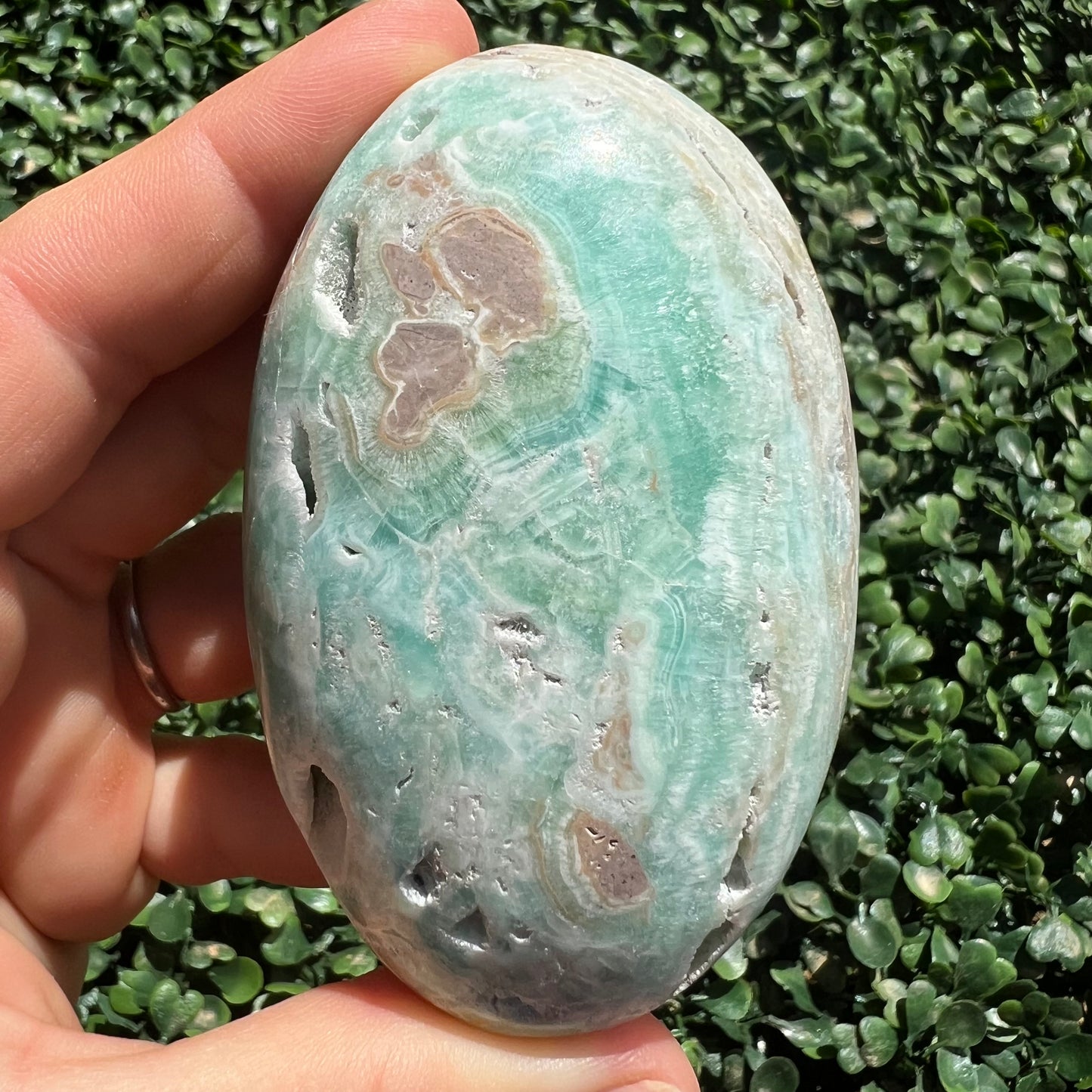 Blue Aragonite Palm Stone