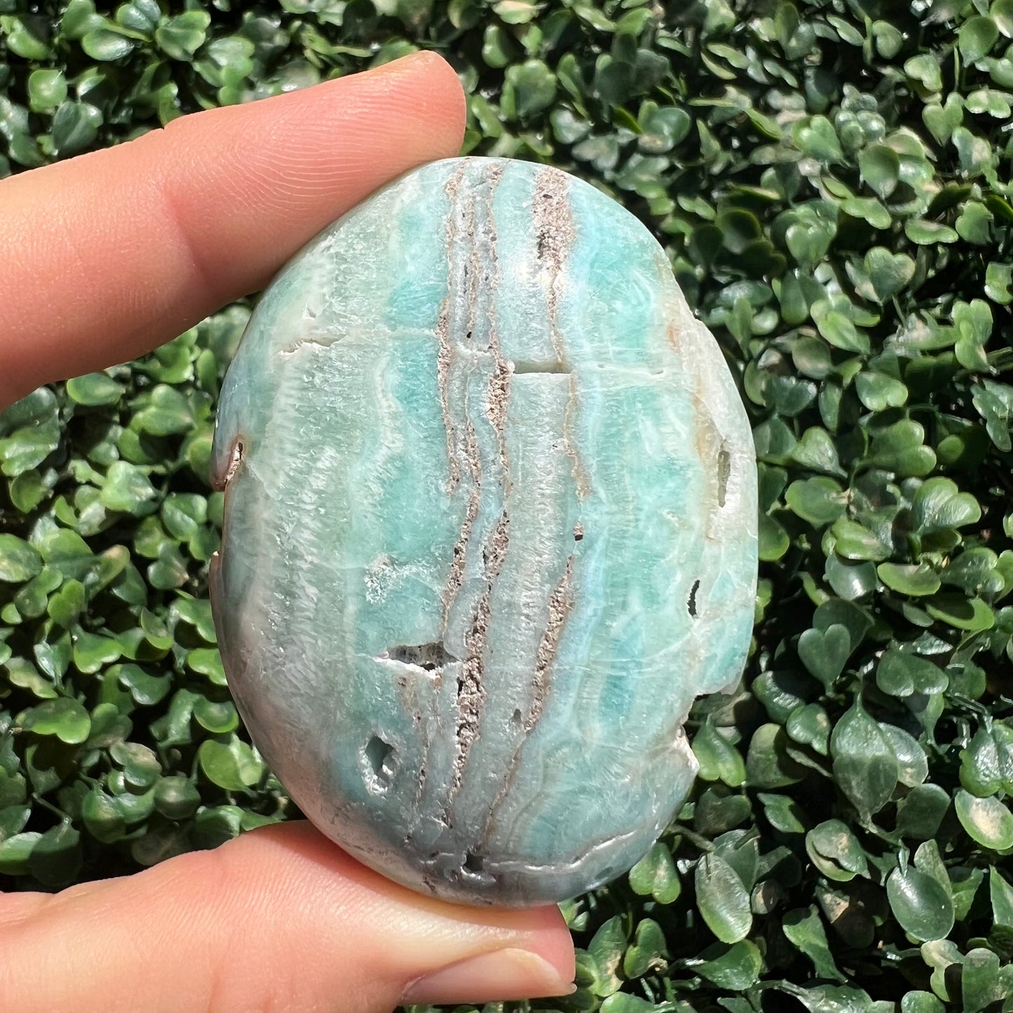 Blue Aragonite Palm Stone