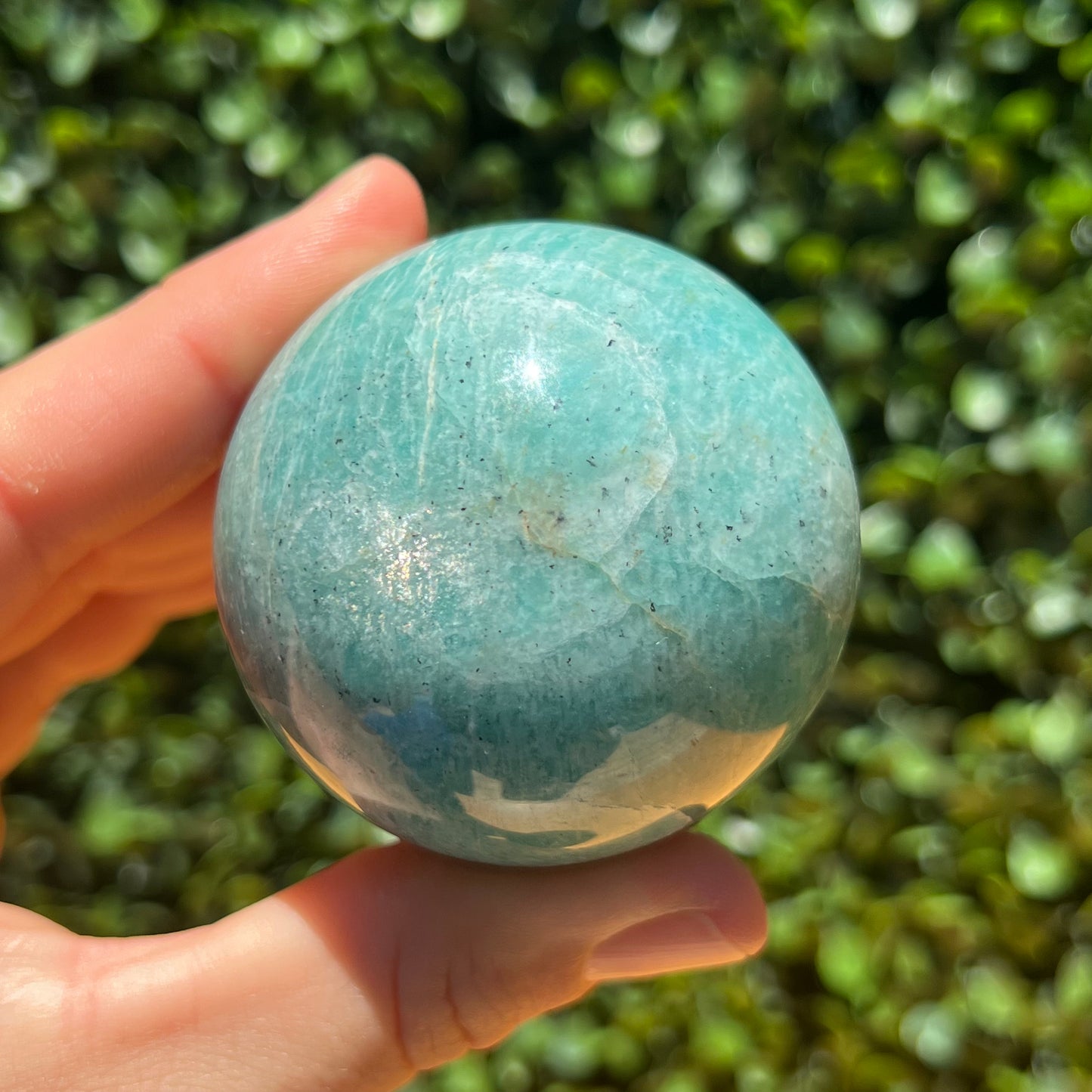 Amazonite Crystal Sphere With Smokey Inclusion