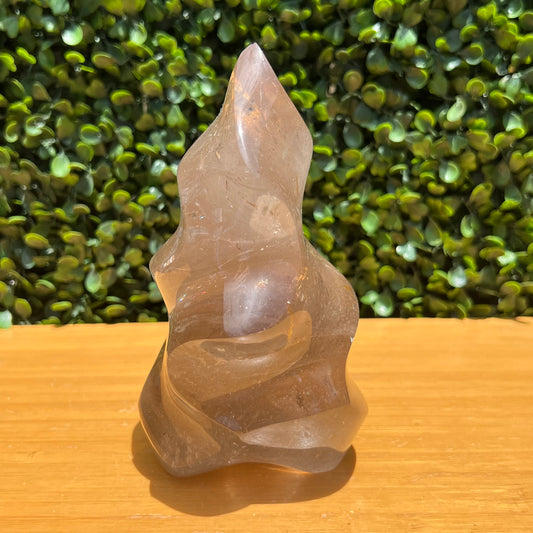 Clear Quartz Flame With Smokey Quartz