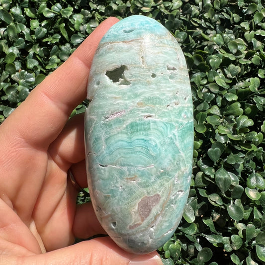 Blue Aragonite Palm Stone