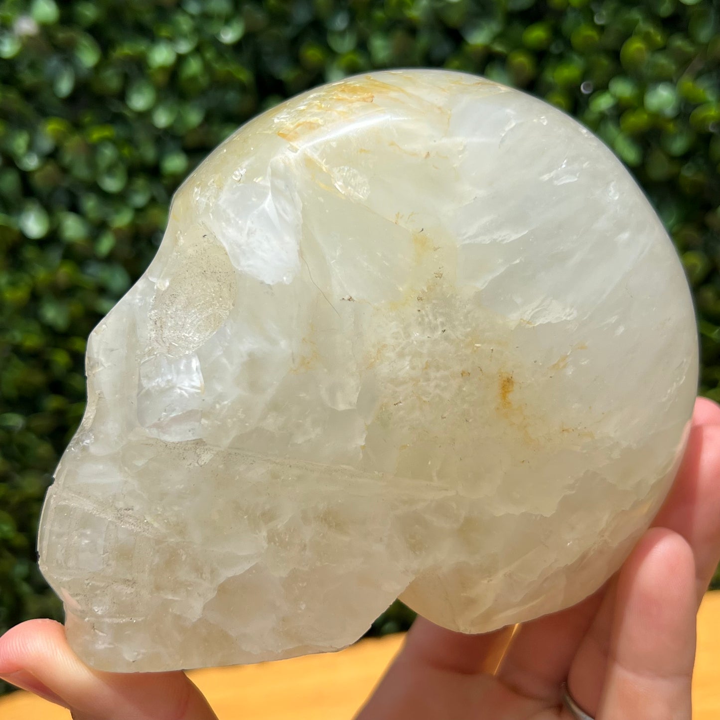 Golden Healer Quartz Skull With Agate Inclusion