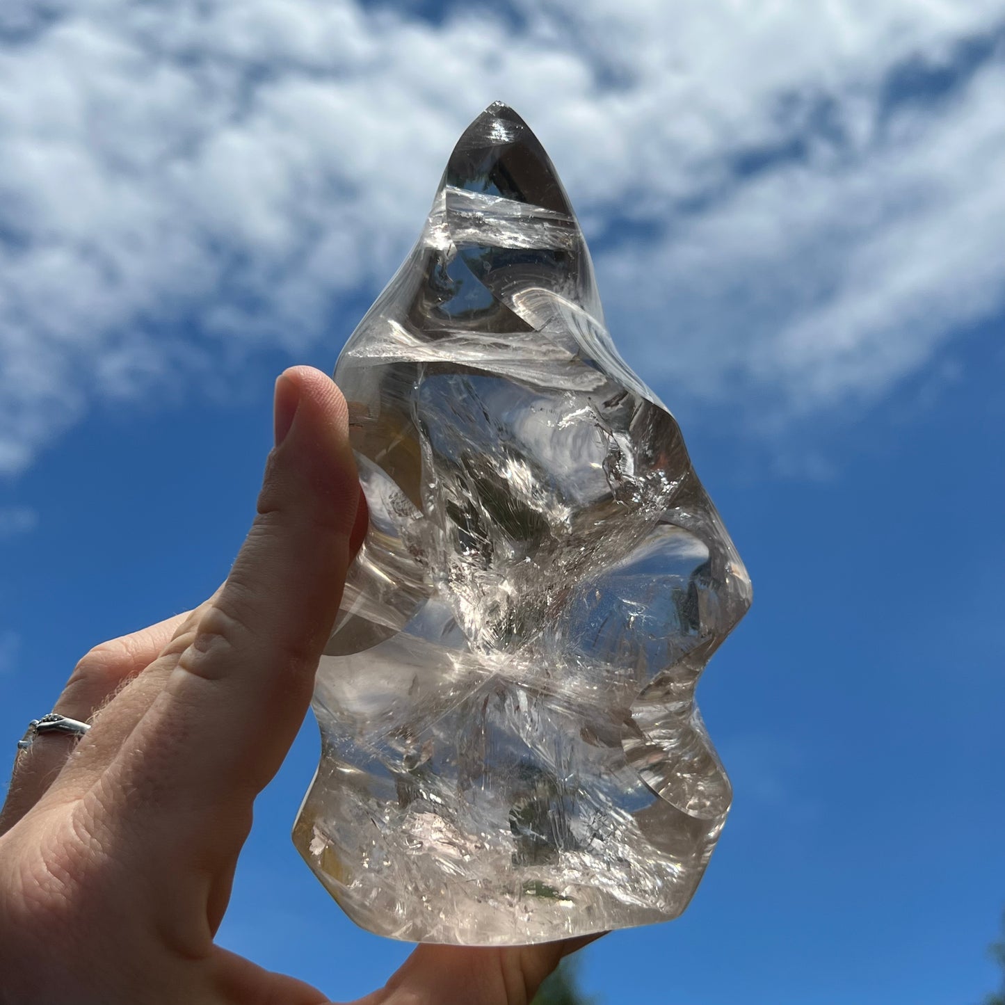 Clear Quartz Flame With Rainbows