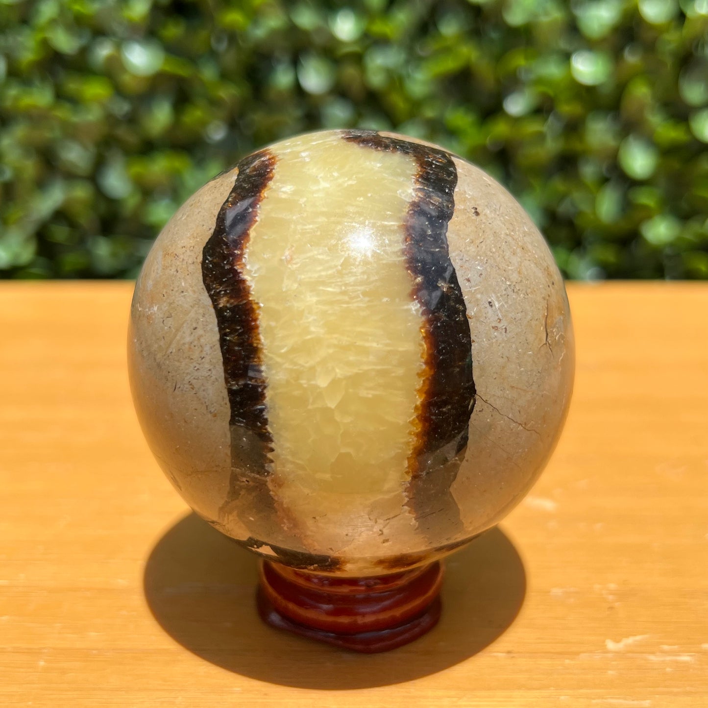 Septarian Yellow Calcite Sphere
