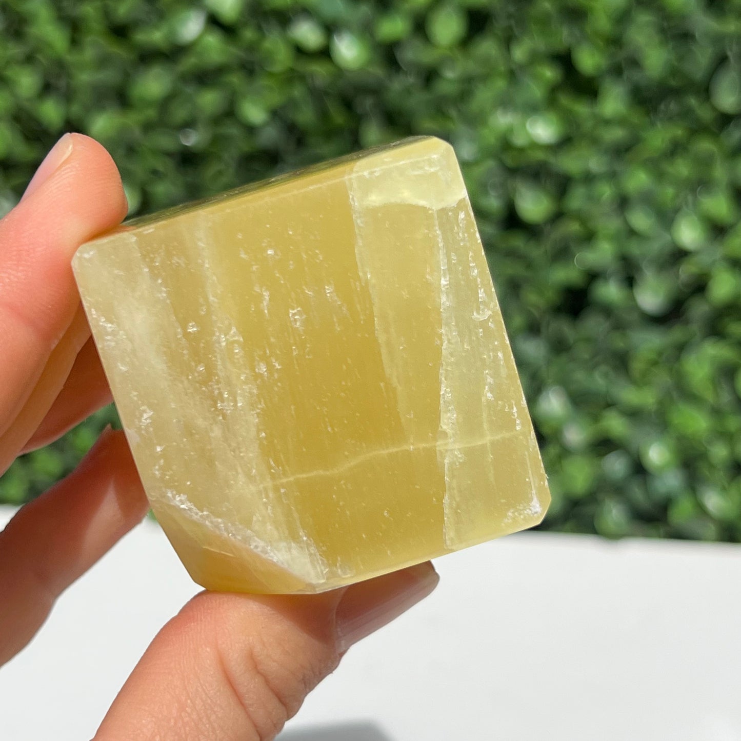 Golden Calcite Crystal Cube