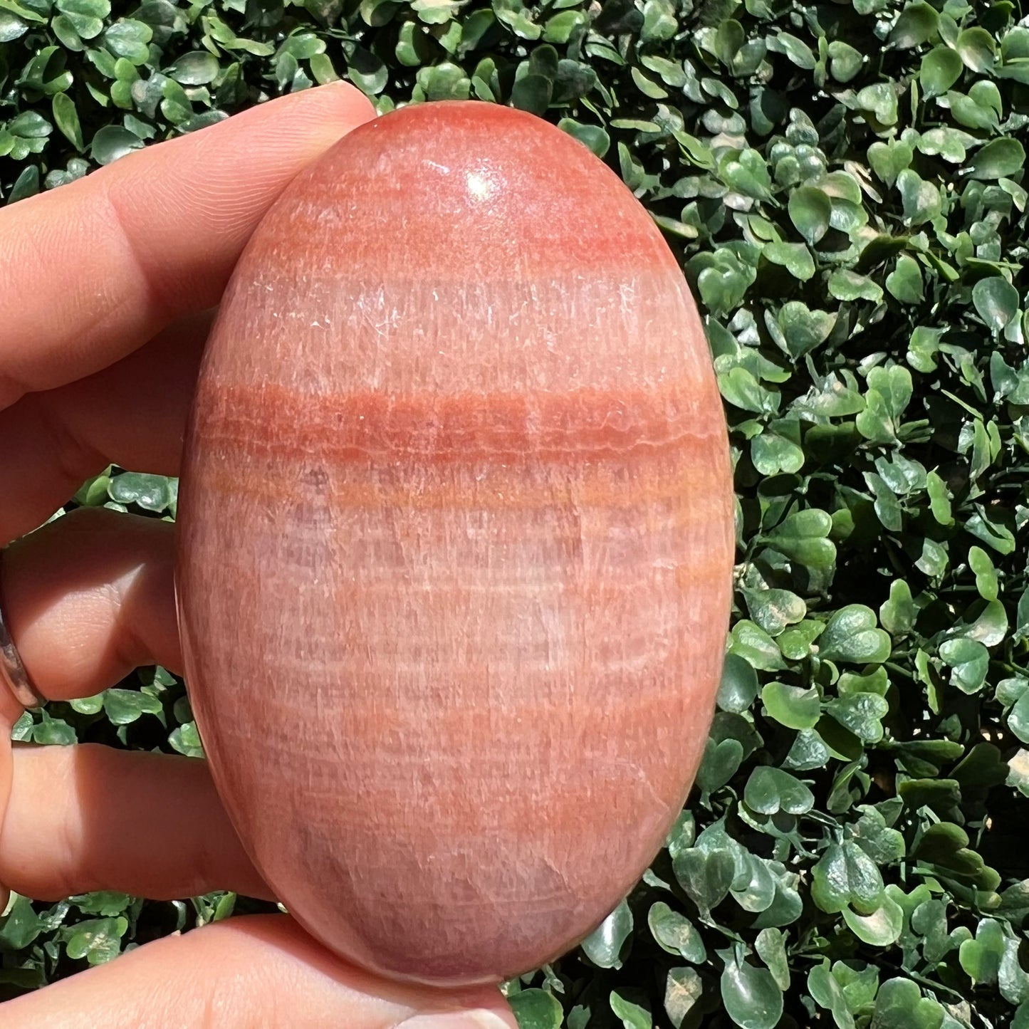 Sunset Banded Calcite Palm Stone
