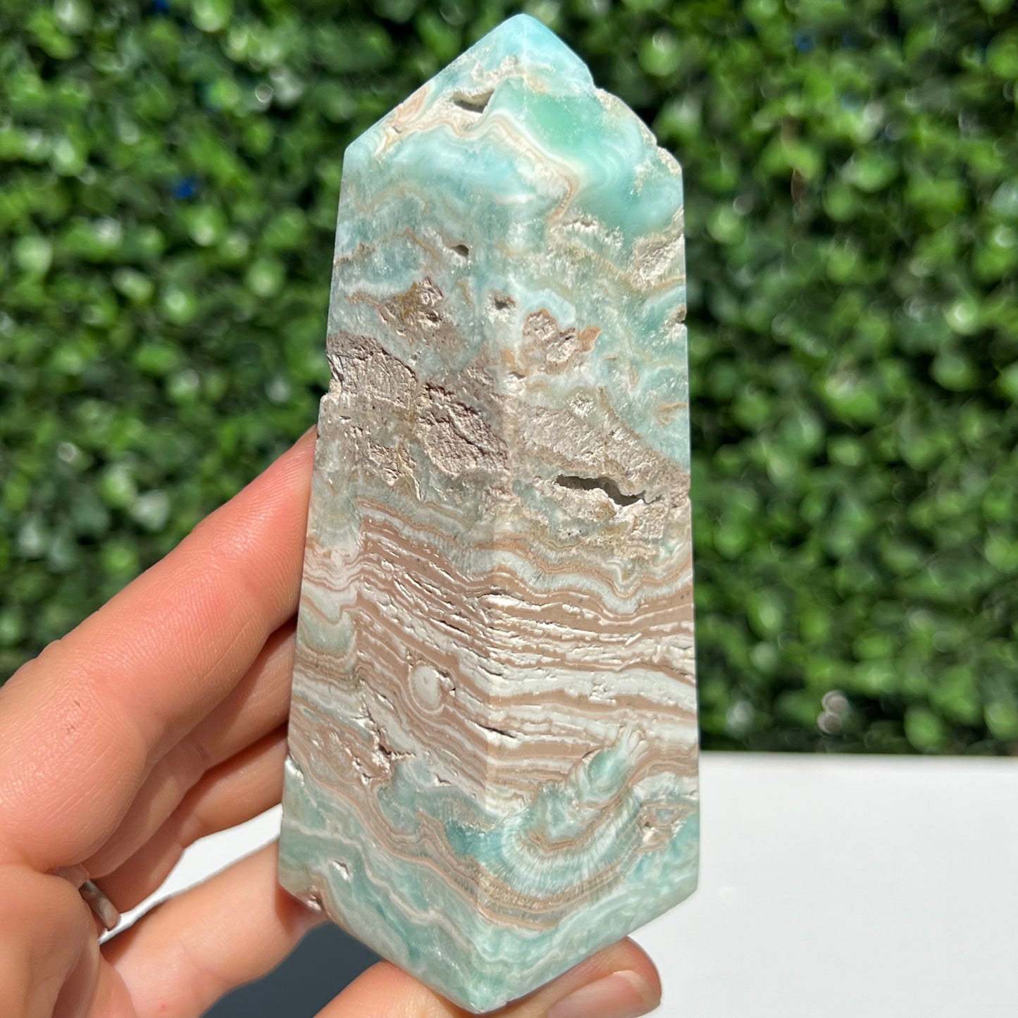 Blue Aragonite Obelisk