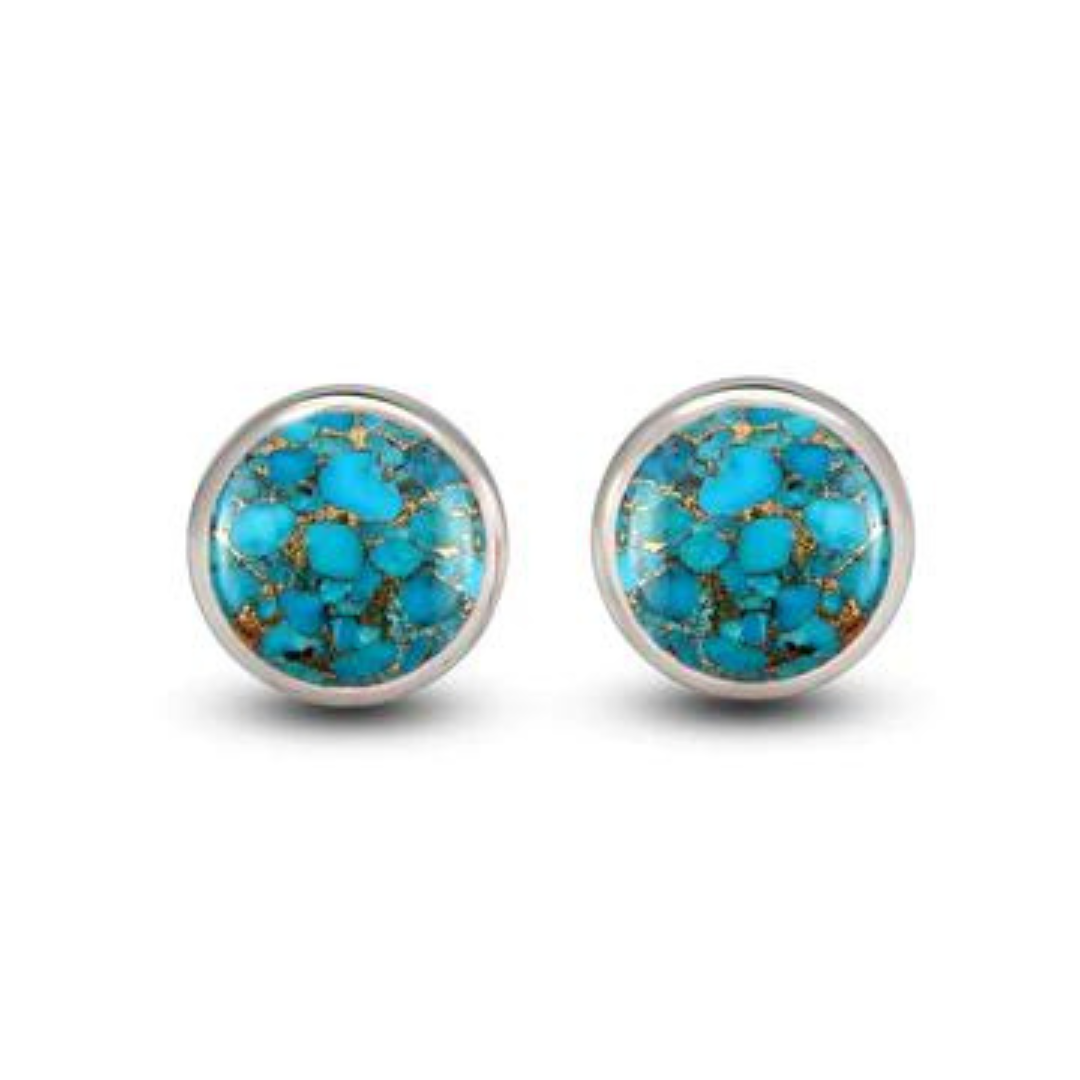 Blue Copper & Turquoise Stud Earrings