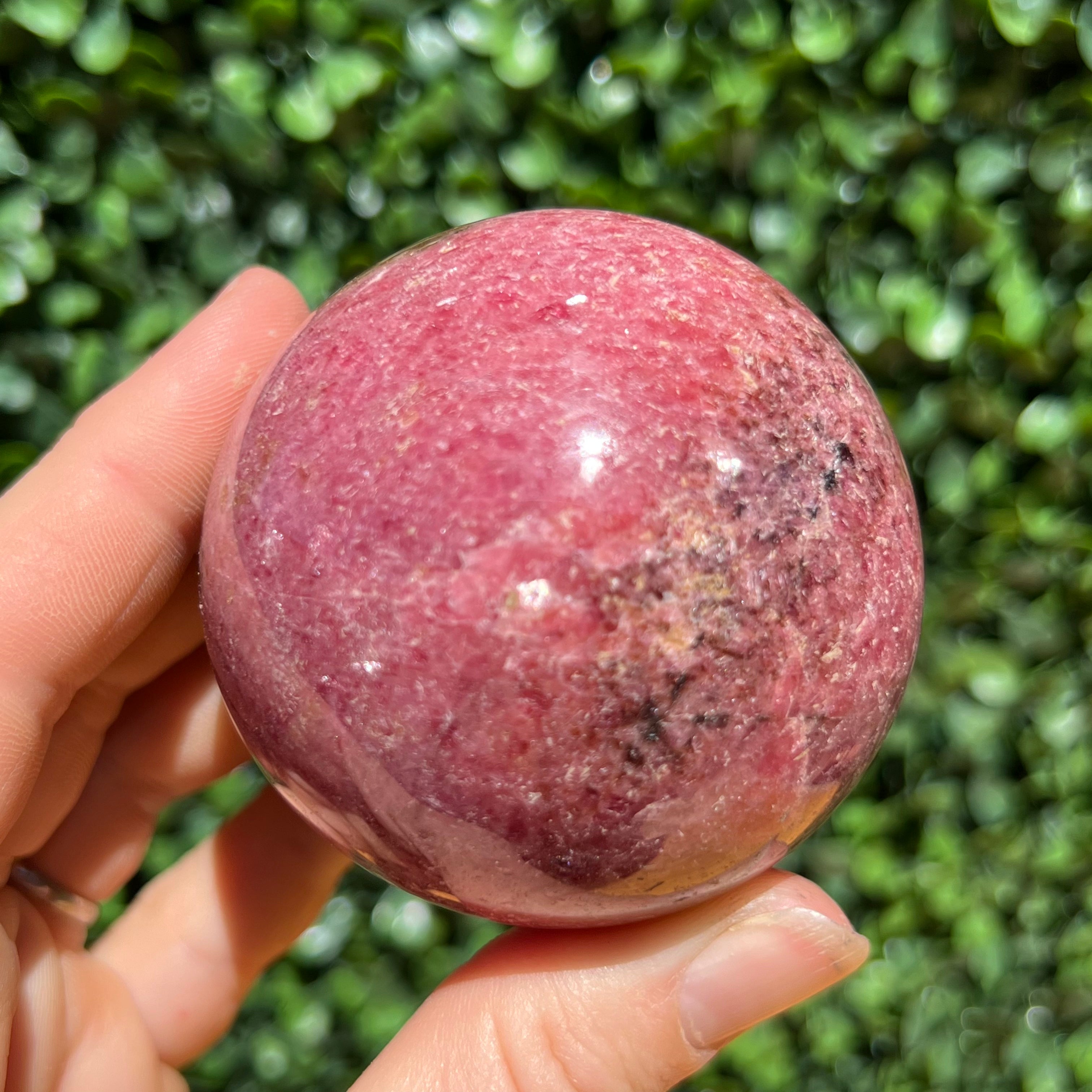 59mm factory Rhodonite Crystal Sphere | Crystal Sphere | Love Stone | Deep Rich Pink Stone - Heart Chakra