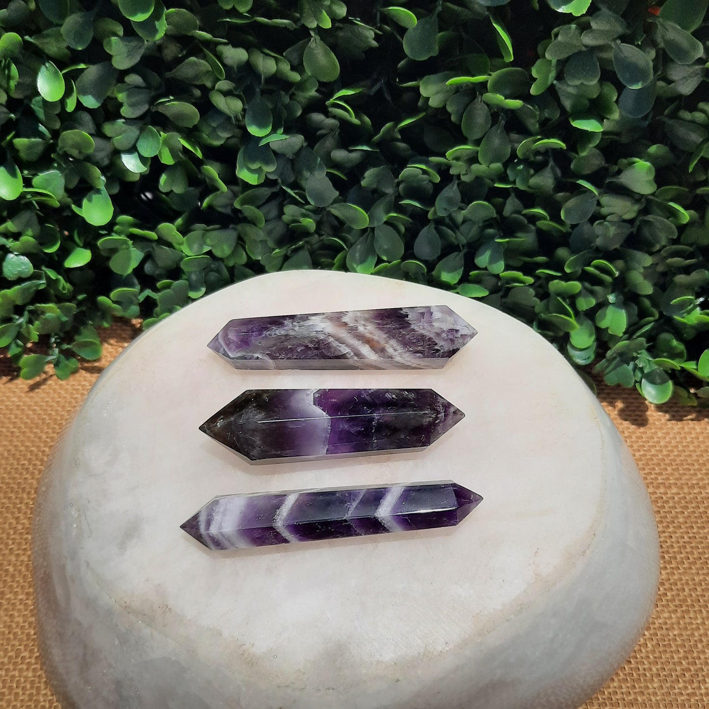Banded Amethyst Double Terminated Points ~ Lean