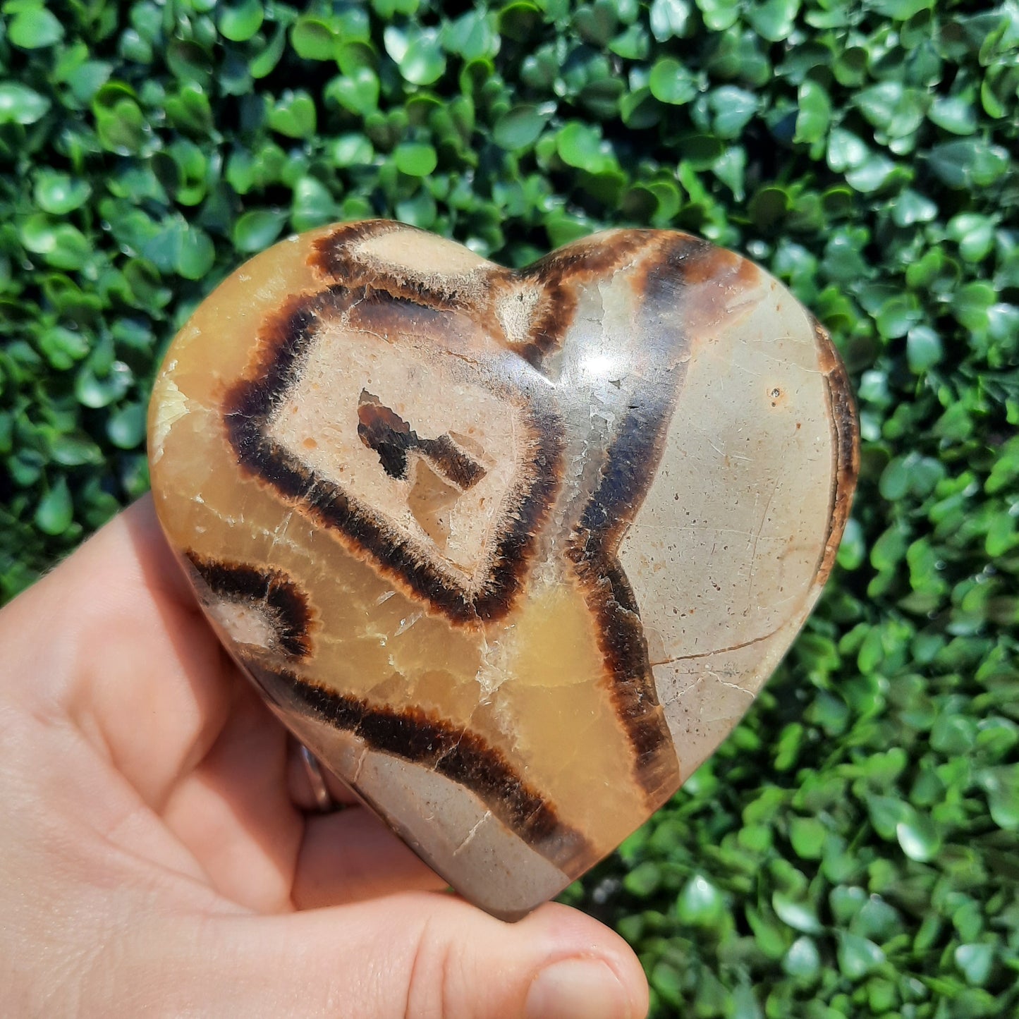 Septarian Heart With Yellow Calcite