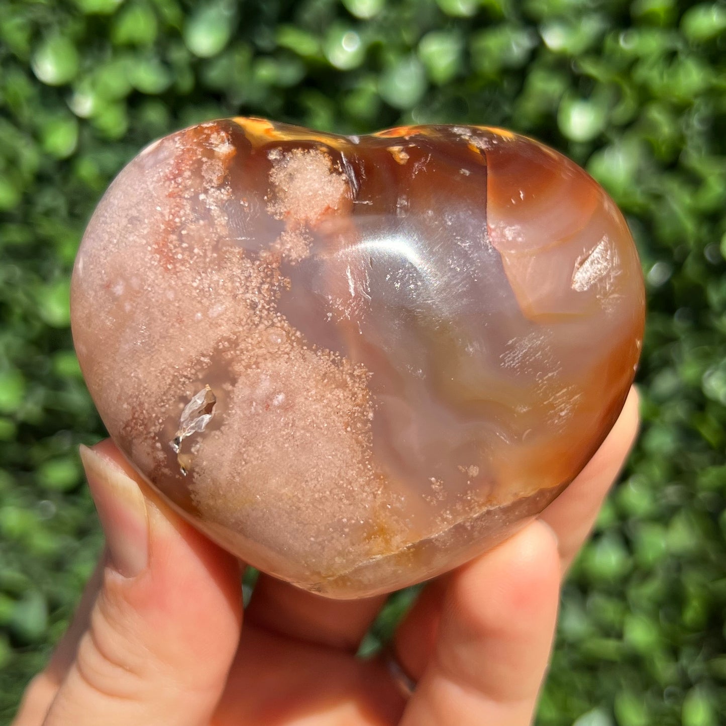 Carnelian Heart With Flower Inclusions