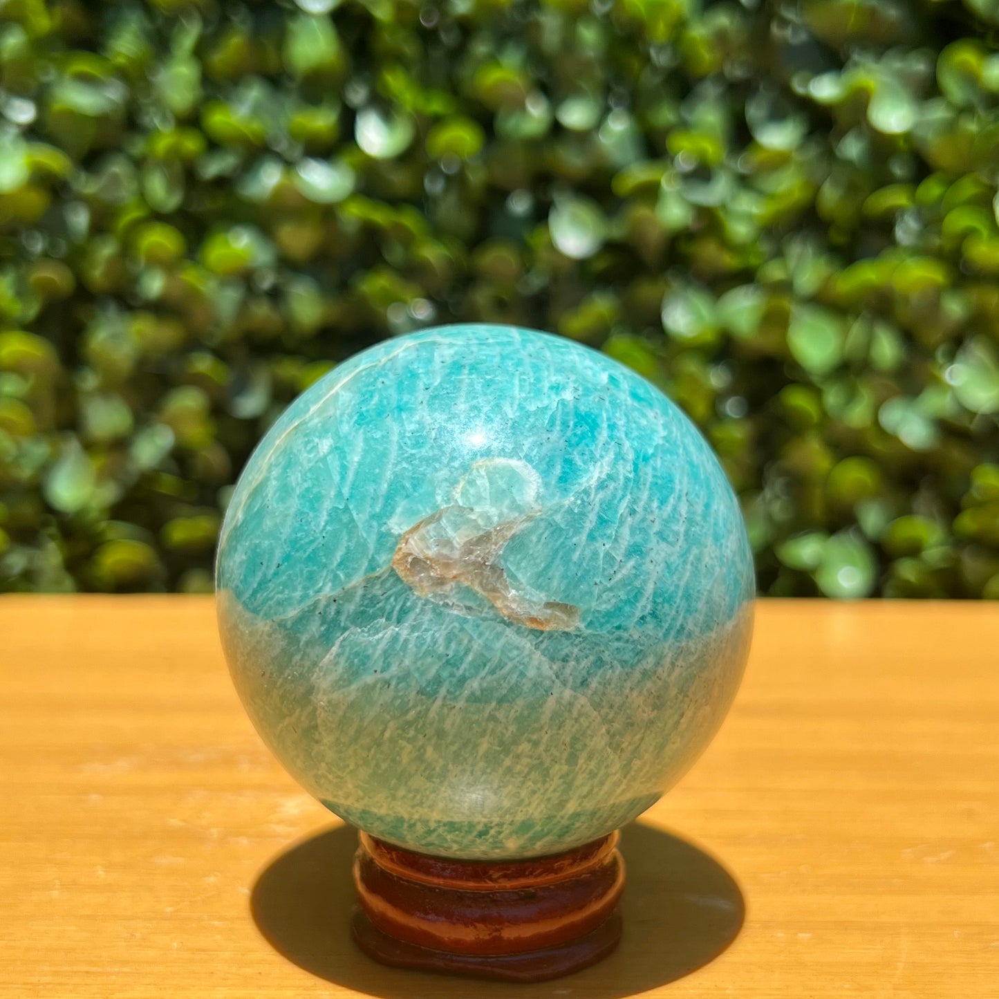 Amazonite Crystal Sphere With Smokey Inclusion