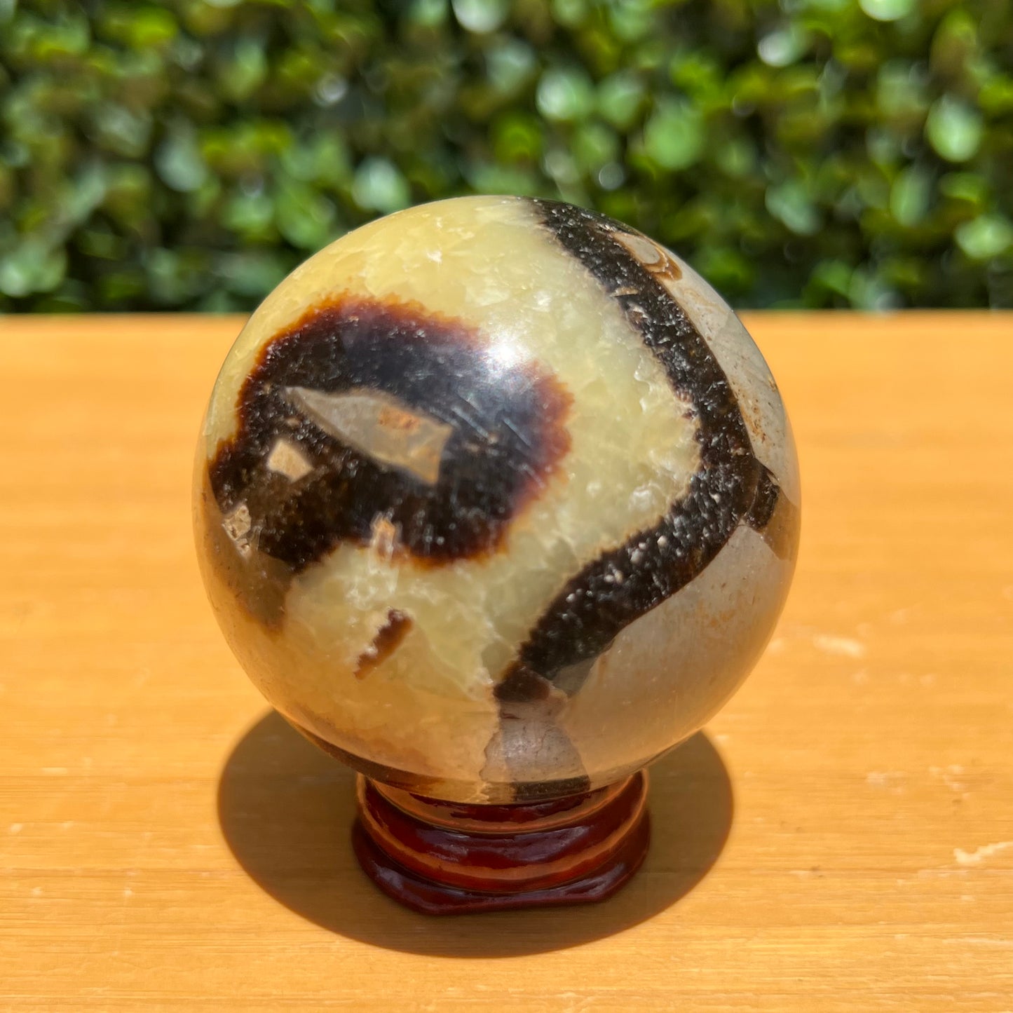 Septarian Yellow Calcite Sphere
