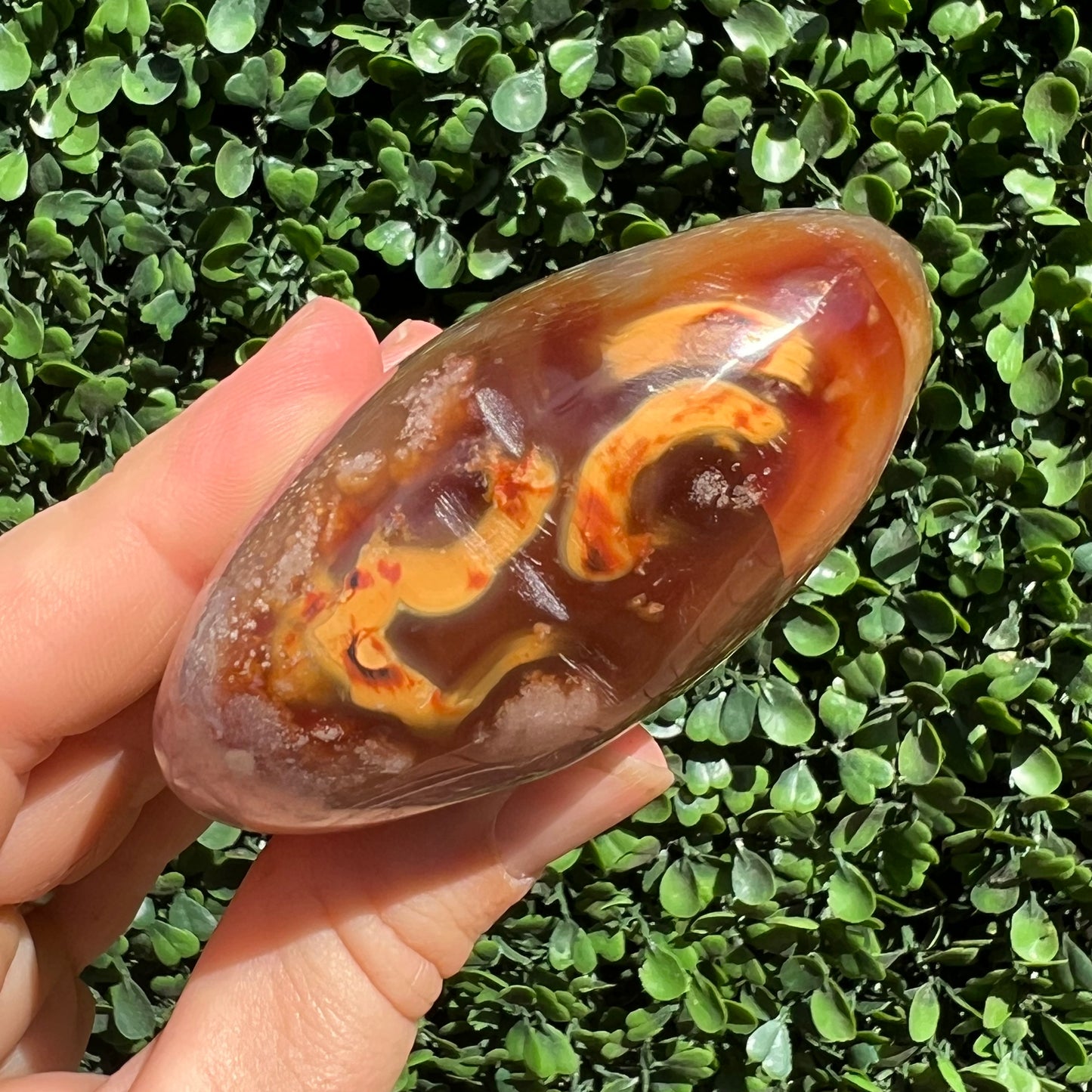 Carnelian Heart With Flower Inclusions