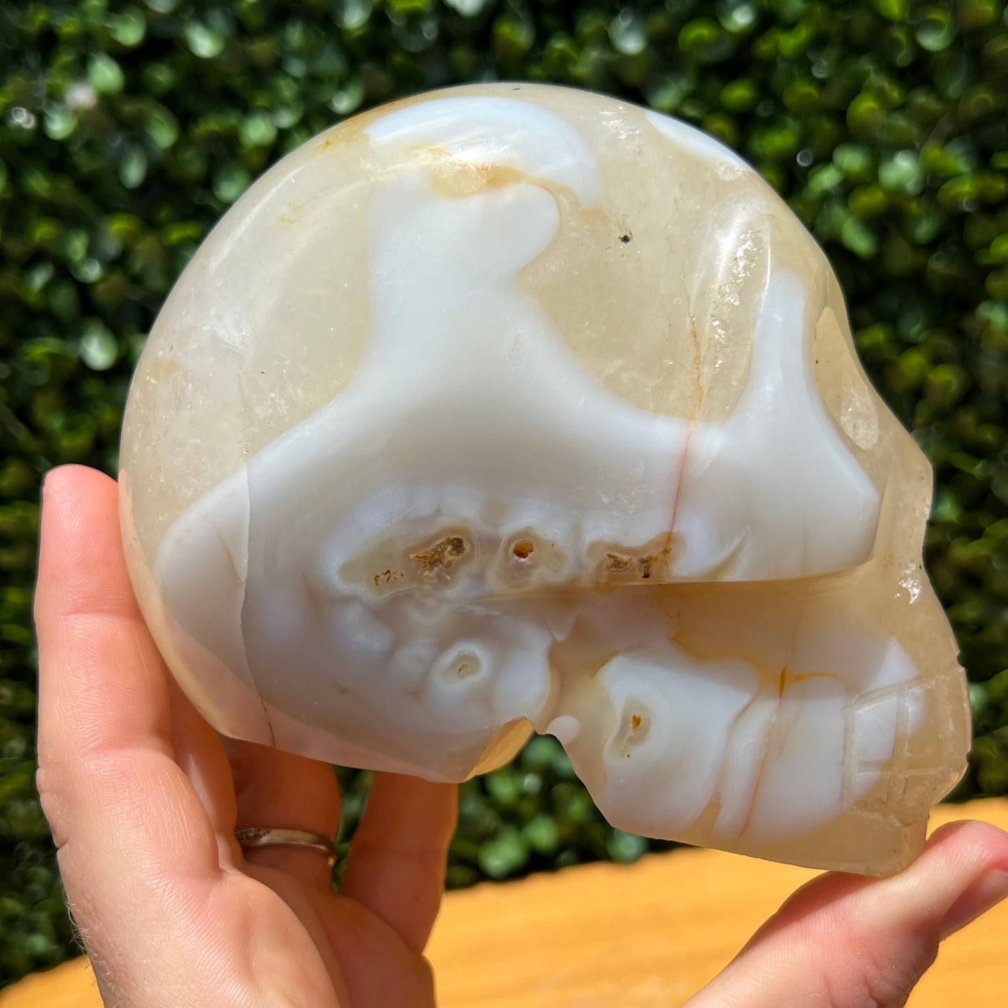 Golden Healer Quartz Skull With Agate Inclusion