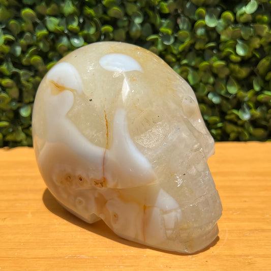Golden Healer Quartz Skull With Agate Inclusion